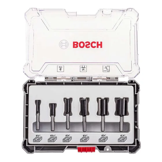 Set 6 Fresas Bosch Para Router Fresadora Juego Vastago 1/4
