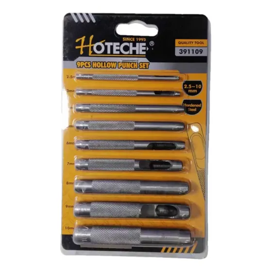 Jgo Sacabocados De Impacto De 2.5mm A 10mm 9 Pcs Hoteche