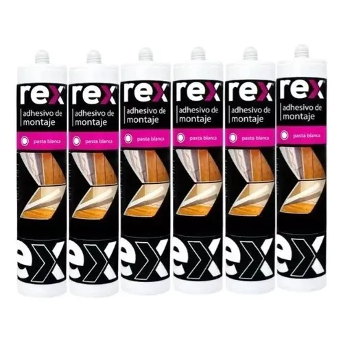 Adhesivo De Montaje Blanco Rex 300ml Pack 6 Unidades