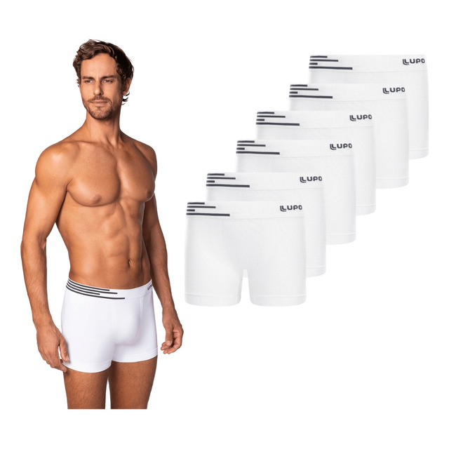 Kit 6 Cuecas Box Boxer Lupo Sem Costura Basic Microfibra 436 Kit 6 Cuecas Box Boxer Lupo Sem Costura Basic Microfibra 436