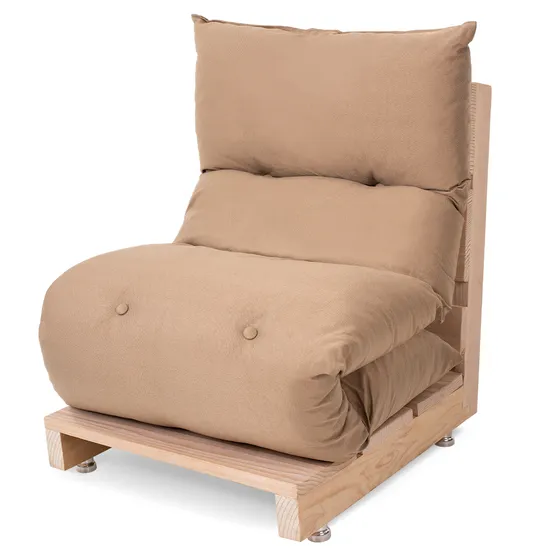 Futon Dobrável de Espuma Solteiro Bege 170x60cm BF Colchões