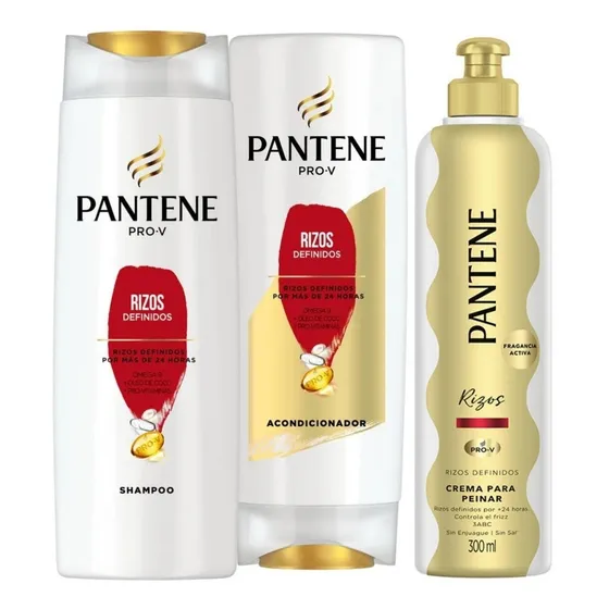 Pantene Rizos Definidos Kit Completo Shampoo- Acondi- Crema