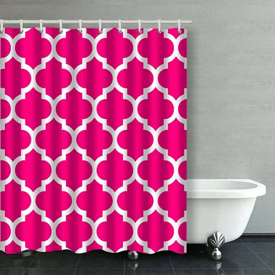 Cortina Ducha 65.7 X 71.7 In Color Rosa