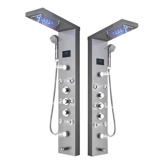 Regadera De Columna Con Hidromasaje Panel De Ducha Luz Led