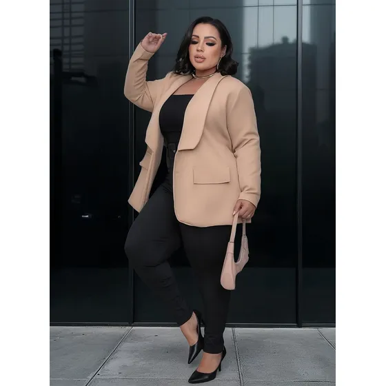 Blazer Alfaiataria C/ Forro Plus Size Feminino Outono