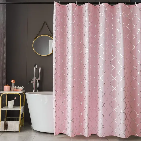 Finecity Cortina Ducha Rosa 72  Largo Azulejo Marroqui Tela