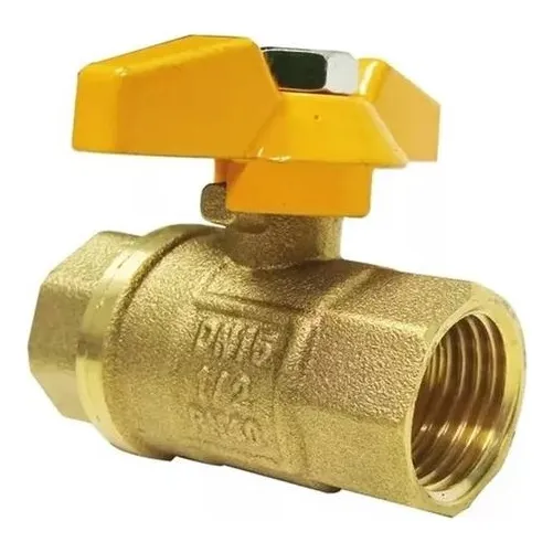 Llave De Paso Gas Aqua Plus 1/2  Bronce Mariposa 2 Vías