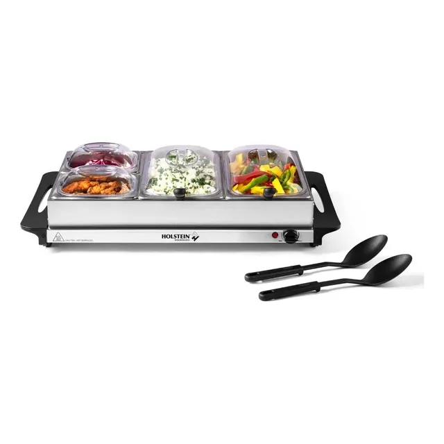 Buffetera Electrica Holstein Con 4 Charolas Y 4 Cucharas