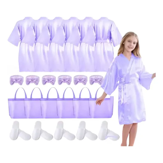 Set 24pz Spa Niñas Fiesta Spa Day Party Bata Skincare 6 Años Morado