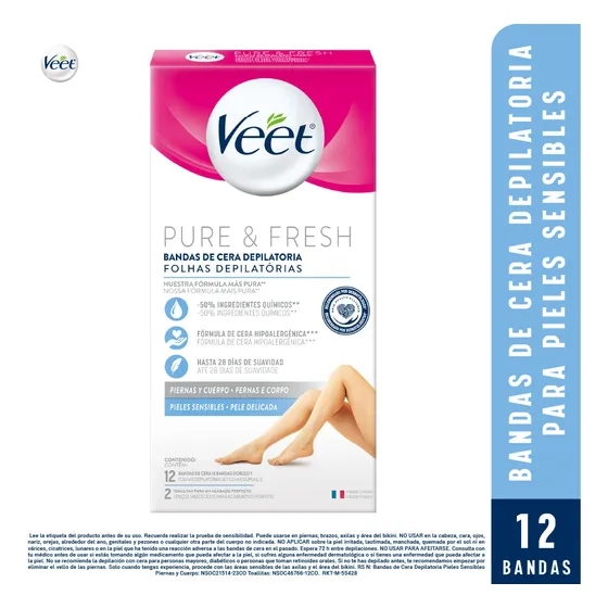 Bandas Cera Veet Piel Sensible X 12