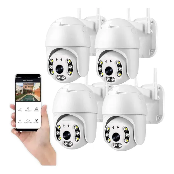 Kit 4 Camaras Seguridad Ip Wifi Exterior Full Hd Domo Noctur