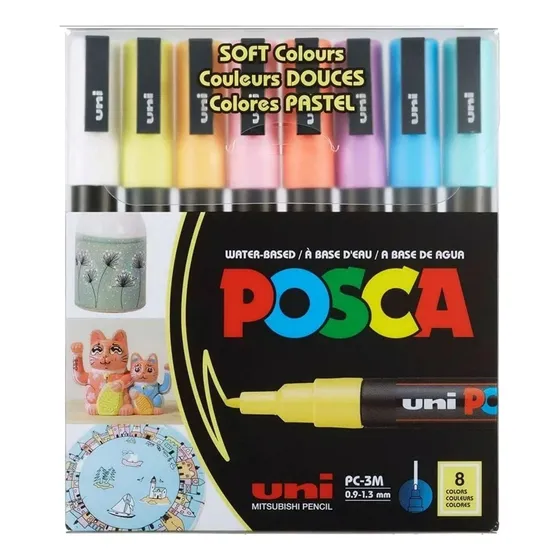 Uni Ball Posca Pc - 3m Soft En Estuche 8 Colores Microcentro