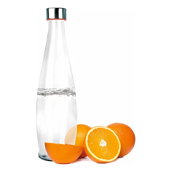Garrafa Água Suco Vidro Tampa Geladeira 1 Litro Transparente Davely