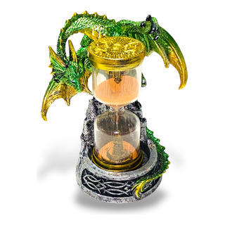 Figura Dragon Medieval Con Reloj Arena Estatua Figura Dragon Medieval Con Reloj Arena Estatua
