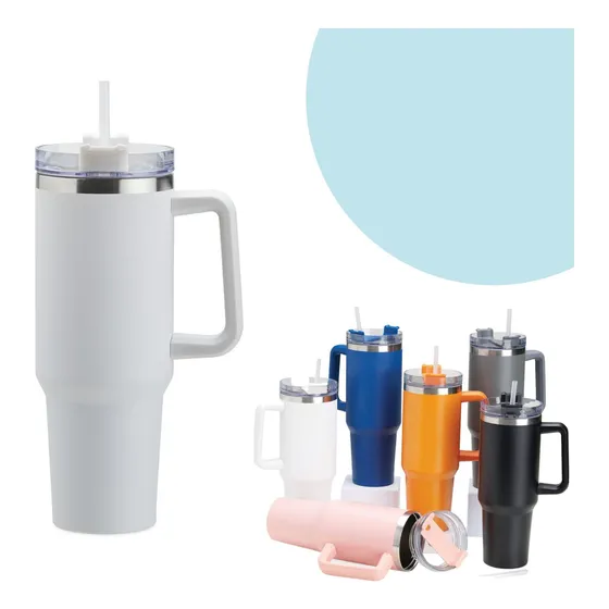 Copo Térmico 1200ml Blogueira Bebida Quente Frio Canudo Lisa