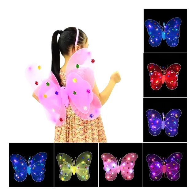 Alas De Mariposa Hada Varios Colores Con Luz Led Carnaval 