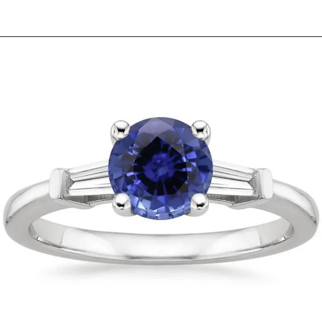 Anillo Compromiso Novia Matrimonio 18k Oro Zafiro Azul Natur