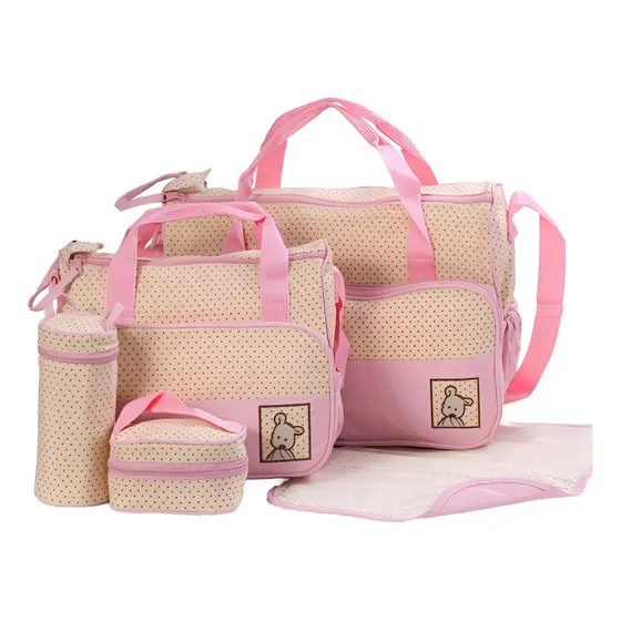 Super Set Bolso Maternal Bebe 5 Piezas Con Cambiador