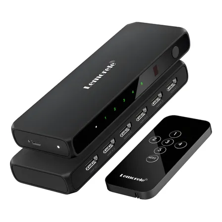 Lemorele G96 Switch  4k Hd 5a1 Switch With Remote Control Preto
