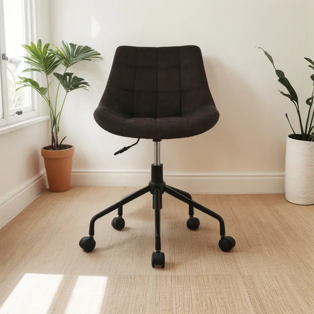 Silla De Oficina Secretarial Home Office Ontario Café Marrón Oscuro Vinil