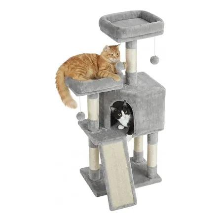 Feandrea Árvore Para Gatos, Condomínio Com Rampa 115cm Cinza Claro