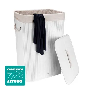 Cesto De Roupas Multiuso Roupeiro Bambu Artiko Pratic Organizador Com Tampa 72l Branco Cesto De Roupas Multiuso Roupeiro Bambu Artiko Pratic Organizador Com Tampa 72l Branco