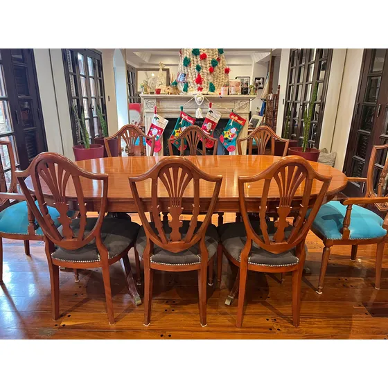 Mesa De Comedor Estilo Inglés Madera Maciza 8 Sillas