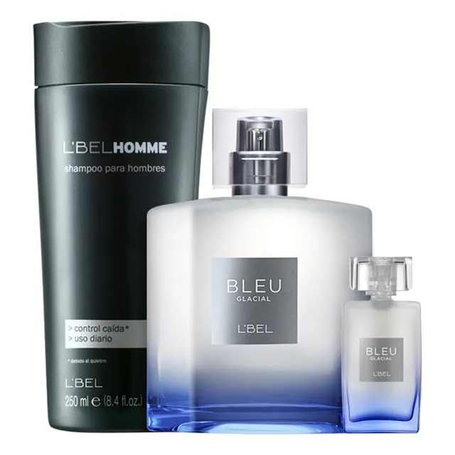 L'bel Bleu Glacial Perfume De Hombre Con Mini Y Shampoo