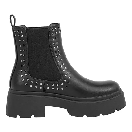 Bota Moto Elástico Y Estoperoles Goodyear Negro Mujer 6301