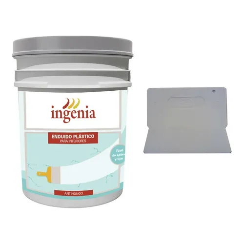 Espátula Plástica + Enduído Secado Rápido Ingenia 25 Kg Mm