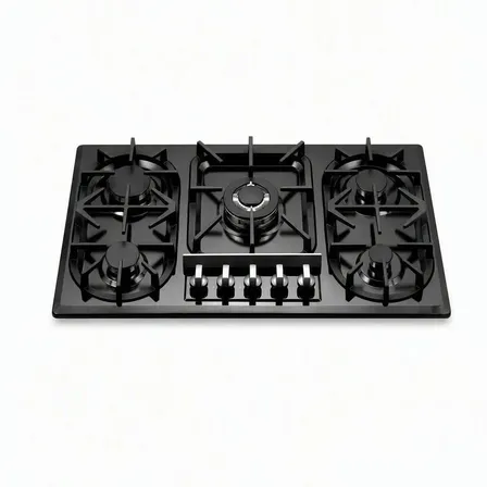 Cocina Encimera A Gas 5 quemadores 86cm Negro