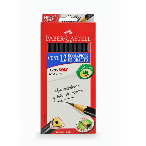 Set 12 Lápices Faber Castell Grafito Ecolápices 1205 Triang