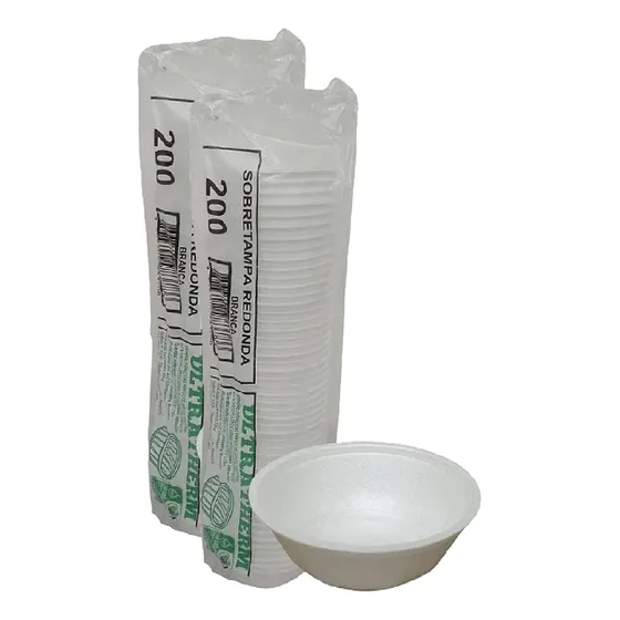 100un Cumbuca Isopor 200ml Prato Fundo Pote Açaí Caldo Sopa
