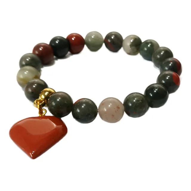 Pulseira Esferas 10mm De Pedra Heliotrópio Jaspe Sanguíneo