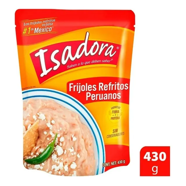 Frijoles Peruanos Refritos En Bolsa 430 Gr Isadora
