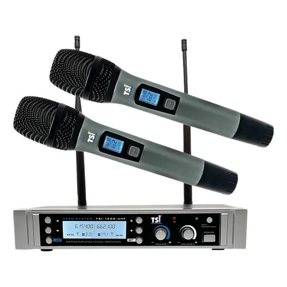 Microfone Sem Fio Digital Duplo Tsi-1500 Uhf 400 Canais