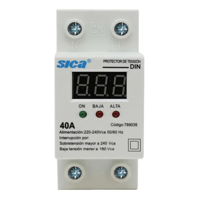 Protector De Tensión Din Digital 40a Sica Blanco