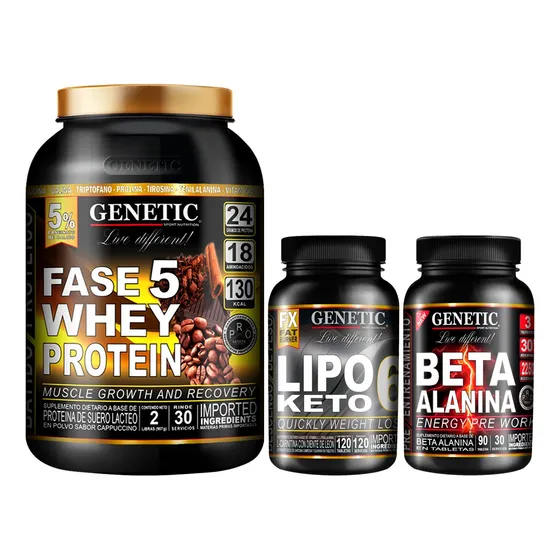 60 Días Quema Grasa Proteína F5 Energía Beta Alanina Genetic
