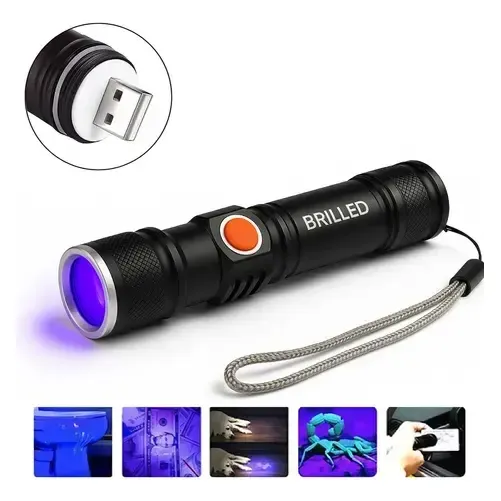 Lanterna Ultravioleta Uv Led Potente Luz Negra Para Identificar Notas Falsas Secar Unhas E Localizar Insetos Brilled
