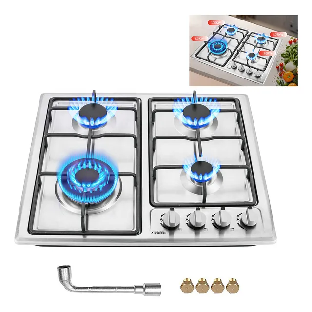 Parrilla De Gas Empotrable Estufa De Mesa 4 Quemadores Acero Inoxidable Xiudeen XD4001