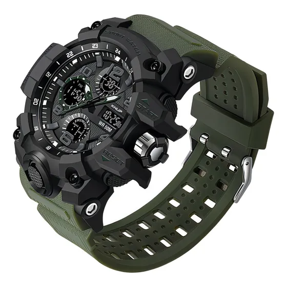 Relógio Digital Original Militar Esportivo Tático Shock Led Cor da correia Verde