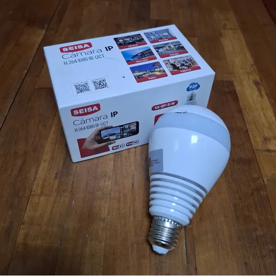 Led Cámara Lámpara Ip Wifi Ap Hd Domo 360 Espía Graba Color Blanco