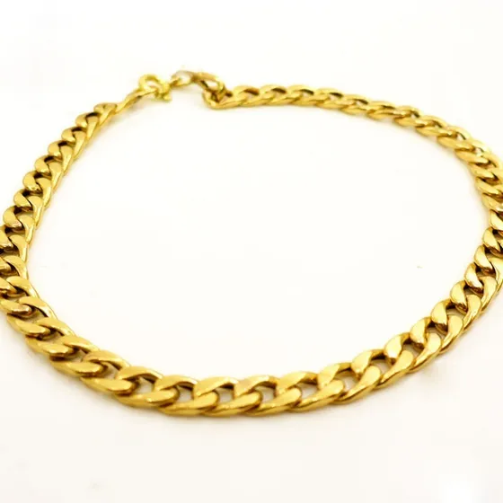 Pulsera Hombre Oro 18 Kts Cubana- Grumet De 5 Grs Color Dorado Diámetro 20 Cm Largo 20 Cm