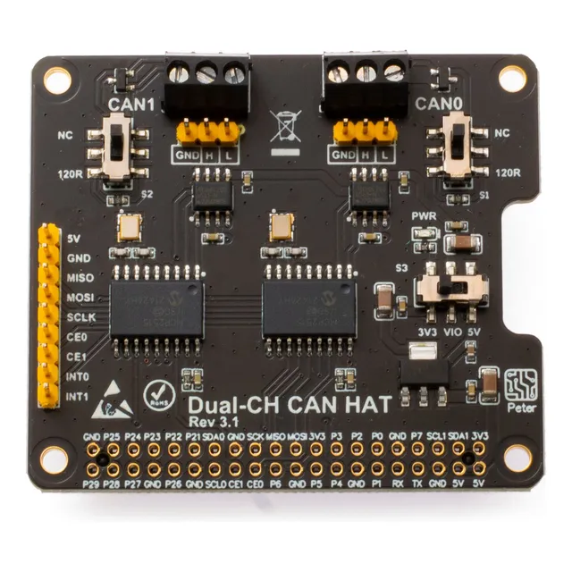 Xicoolee Dual-ch,can Bus Expansion Hat Para Raspberry Pi,