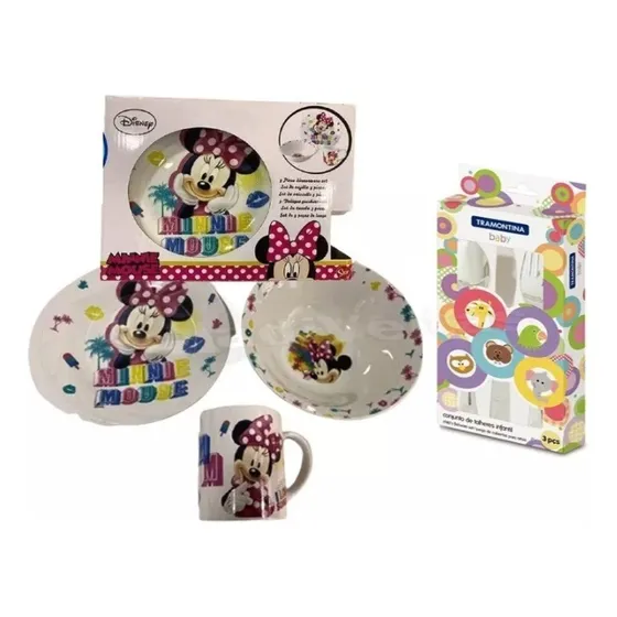 Set De Vajilla 3 Piezas, Minnie Mouse + Juego De Cubiertos