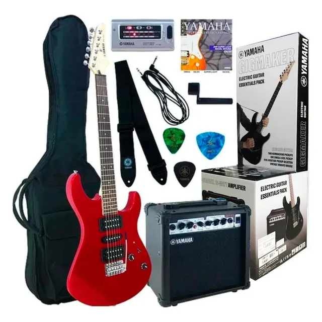 Paquete De Guitarra Eléctrica Yamaha Rojo Erg 121 Meses Material del diapasón Sonokeling