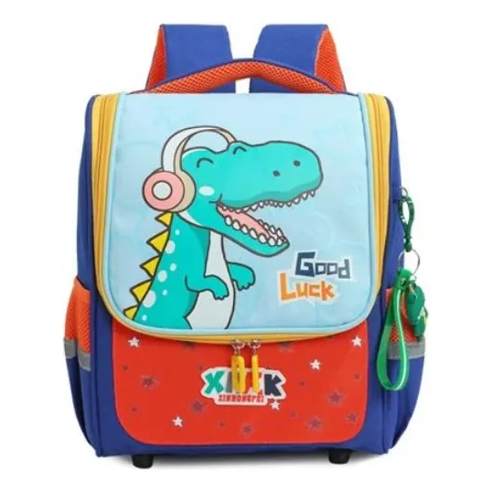 Mochila Escolar Dino Astronauta Con Llavero