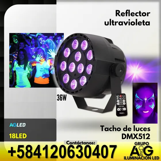 Tacho Par Led 36w Uv Dmx512 Modo:sonido, Manual,dmx