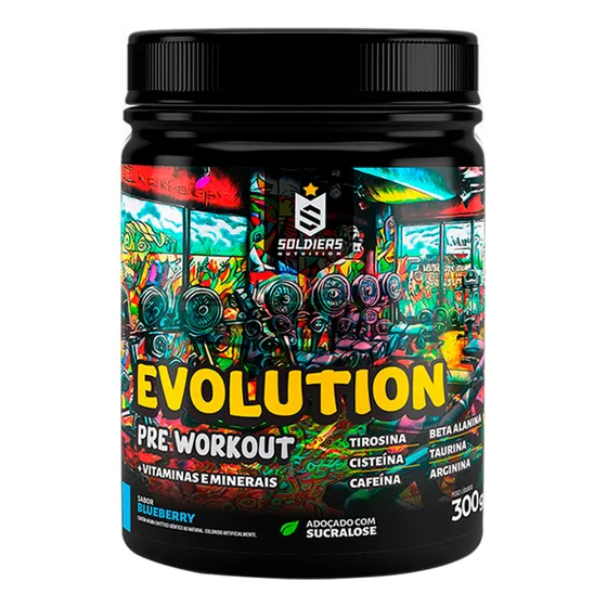 Pré-treino Evolution Pré Workout 300g Sabor Blueberry Soldiers Nutrition