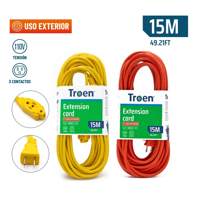 Extension Electrica 2x16awg 15mts Troen 4-023